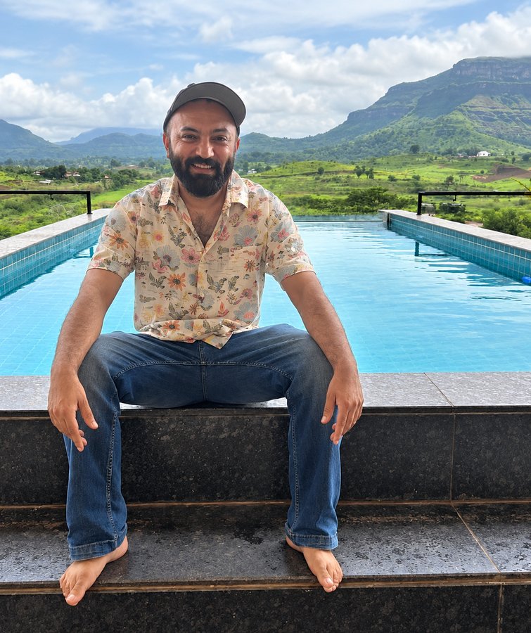 Takshak, your guide, by a pool above a Sahyadri valley near Mumbai